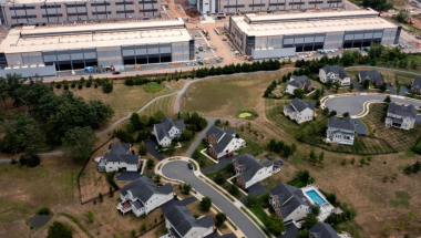 A data center next to a residential subdivision
