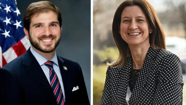 State Senator Andrew Gounardes and NYSUT President Melinda Person