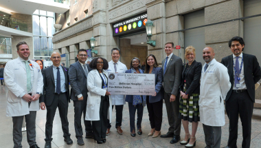 Senator Kristen Gonzalez and Majority Leader Andrea Stewart-Cousins present $5 million check to Bellevue Hospital