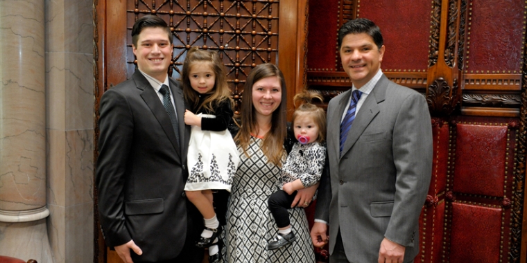 The Crawford Family, Jacob, 3 year old Reegan, Kellen, and 1 year old Delaney joined Senator George Amedore in the Senate Chamber on January 27th, 2016.