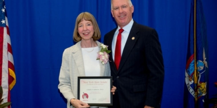 Senator Michael H. Ranzenhofer honors Roswell Park Cancer Institute’s President & CEO Dr. Candace S. Johnson as a 2016 Woman of Distinction during a special ceremony at the State Capitol.