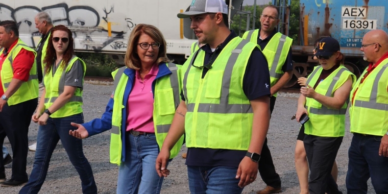 Senator Helming touring Delong Grain in Geneva, NY.