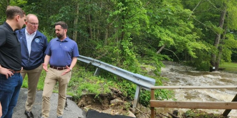 Photo of Senator Rolison Assessing Community Damage