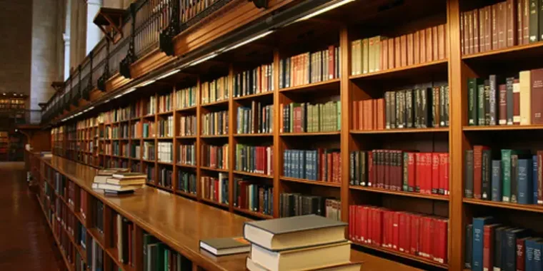 Row of books in a library