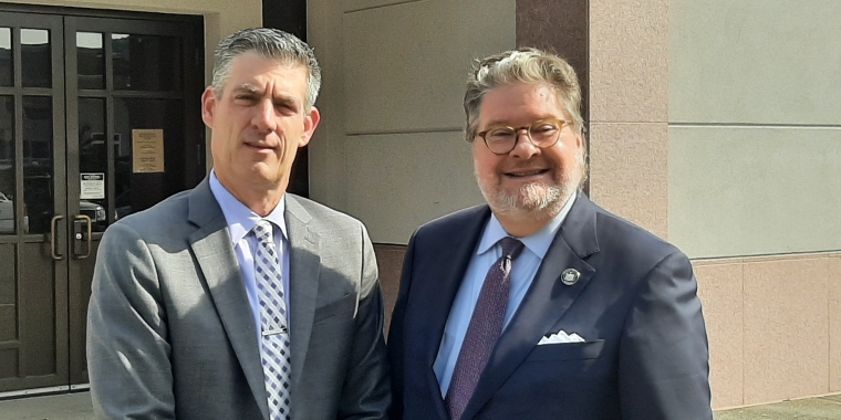 State Sen. Pete Harckham with NRCSD Supt. Kris Felicello Senate Funding for NRCSD
