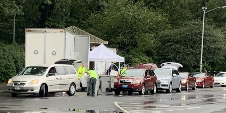 Constituents lined up in their cars to get their unwanted personal documents shredded.