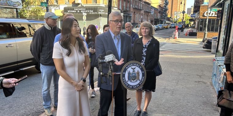 Senator Brian Kavanagh and Assemblymember Grace Lee at Presser