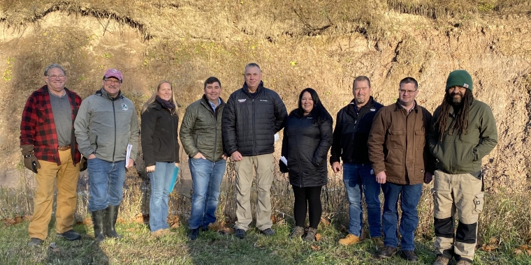 Senator Mannion with members of FLLOWPA touring the Butternut Creek streambank stabilization project at Liebman Farm in Jamesville.