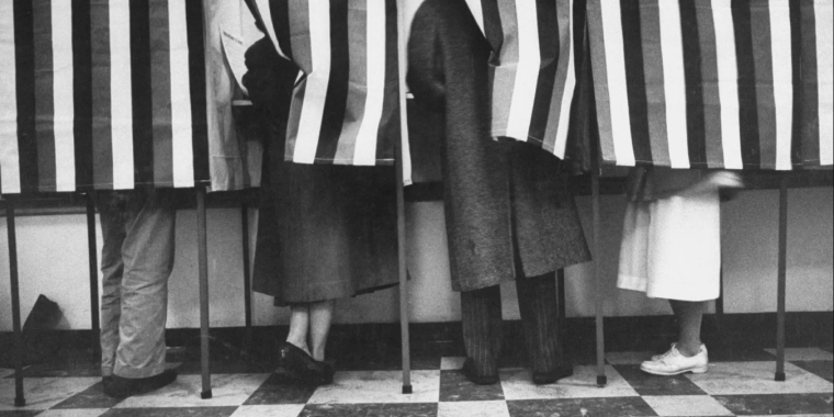 Feet below a polling booth