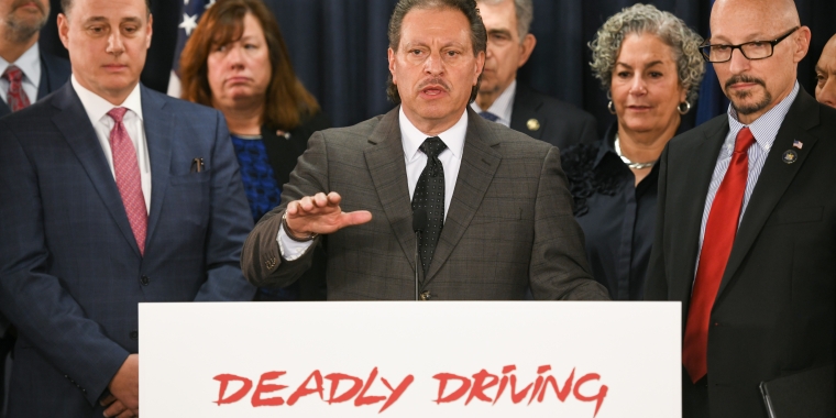 Senator Addabbo at Deadly Driving press conference in Albany on January 9th.