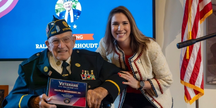 Ralph Osterhoudt Sr. and Senator Michelle Hinchey in Hyde Park, New York, on Saturday, January 13.