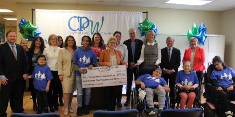 State Senator Shelley Mayer presents grant to CP of Westchester (photo provided)