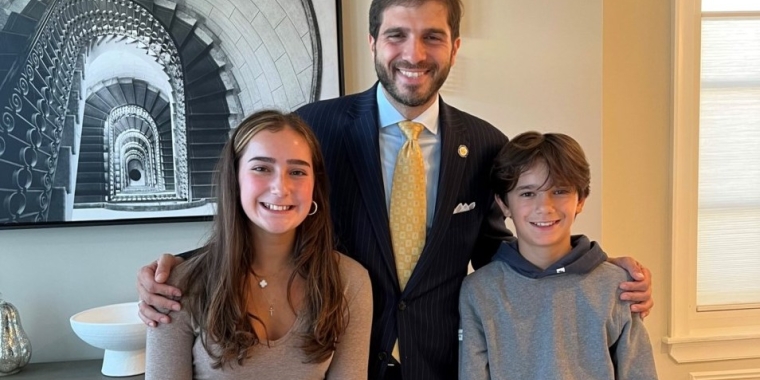 State Senator Andrew Gounardes with Lucia and John Zaremba