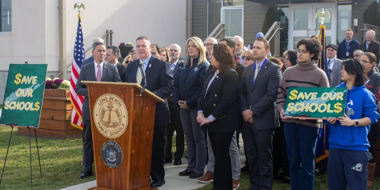 Nassau County State Senators, Assemblymembers, And Superintendents Rally to Oppose Cuts to Foundation Aid