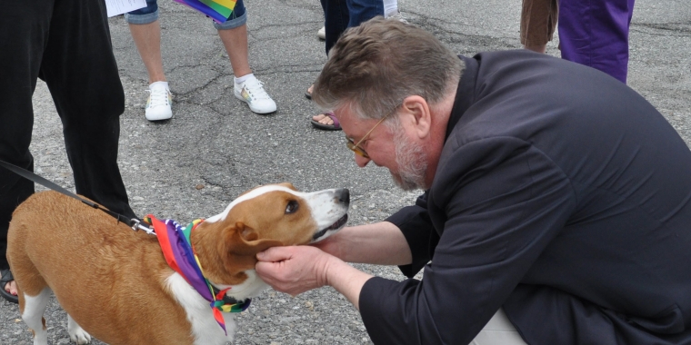 Sen. Harckham with canine friend Sen. Harckham with canine friend