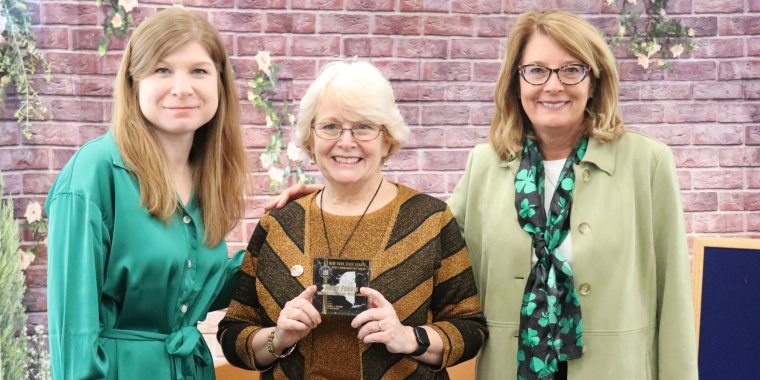 Pictured L-R: Wood Library Executive Director Jenny Goodemote, Mary Ferris, Senator Helming