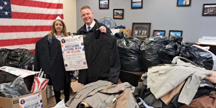 New York State Senator Steve Rhoads & Military Blue Star Mothers Collect 1,661 Professional Clothing Items for Veterans