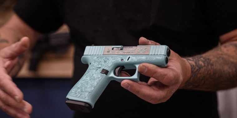 A customized Glock at a New Hampshire shop in 2022. PHOTO: ED JONES/AGENCE FRANCE-PRESSE/GETTY IMAGES