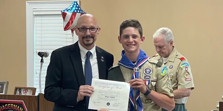 East Patchogue Student Attains Rank of Eagle Scout Briam Valand earns rank of Eagle Scout