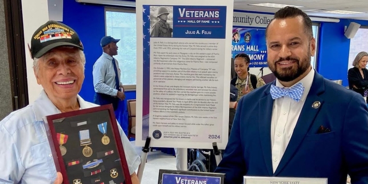 Senator Serrano and Veterans Hall of Fame Inductee Julio A. Feliu