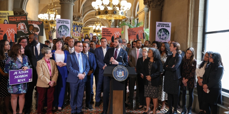 Senator Gounardes joins lawmakers to rally against President Trump border czar Tom Homan.