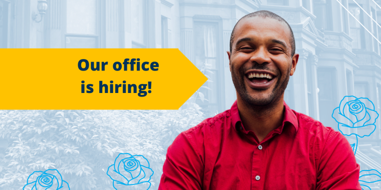Jabari Brisport with the text "our office is hiring"
