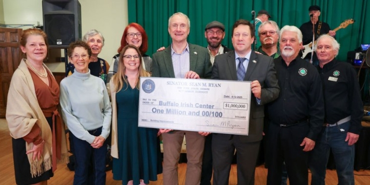 Senator Sean Ryan presents check for $1 million in state funding to the Buffalo Irish Center