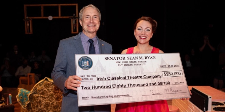 Senator Ryan presents check to Irish Classical Theatre