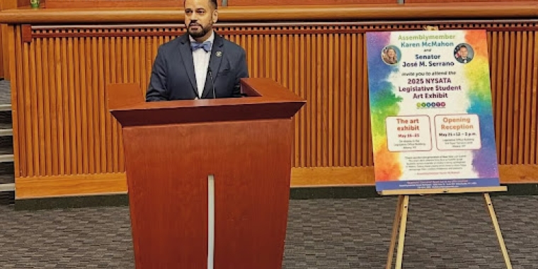 Senator Serrano joined Assemblymember Karen McMahon at the NYS Art Teachers Association (NYSATA) Legislative Student Art Exhibit