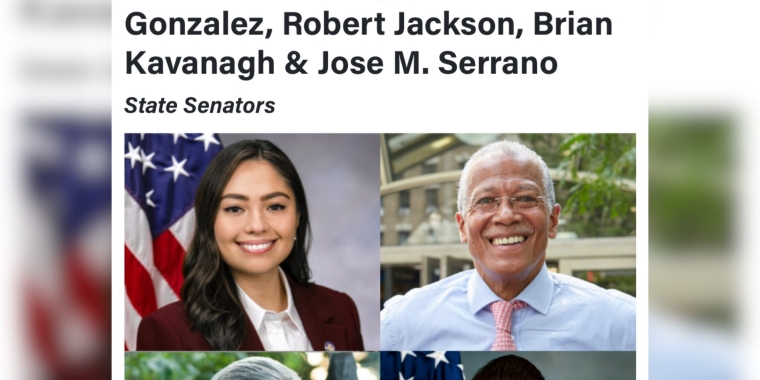 Senator Serrano alongside other State Senators at number 6 on the list