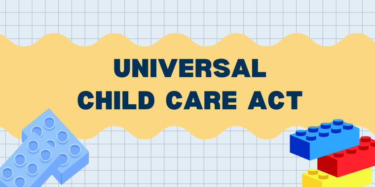 Colorful banner with the words Universal Child Care
