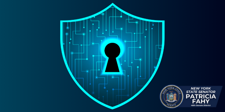 Cybersecurity shield on dark background