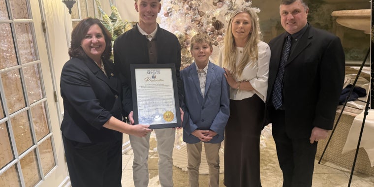 Senator Patricia Canzoneri-Fitzpatrick, honored Filip Beben for Exemplary Leadership and Character