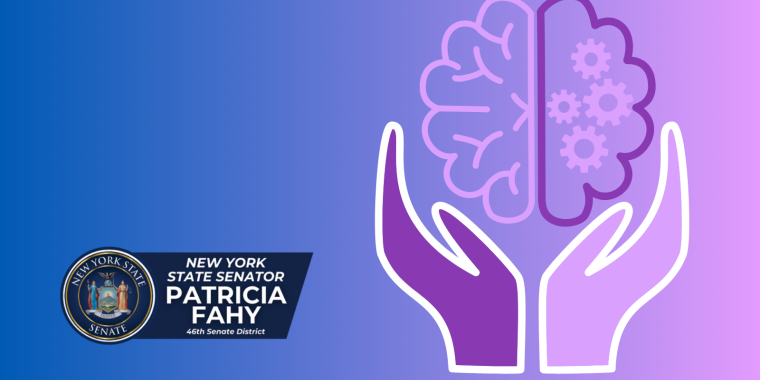 brain graphic on blue and pink background