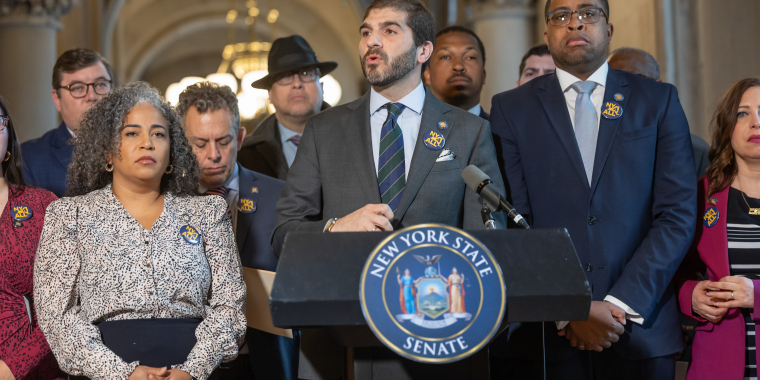 Sen. Gounardes speaks in support of his New York For All Act.