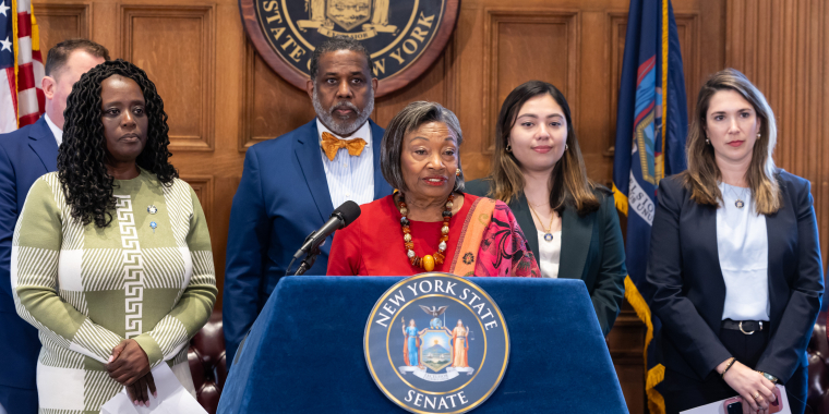 Members of the Senate Majority introduce rate payer relief package to members of the media