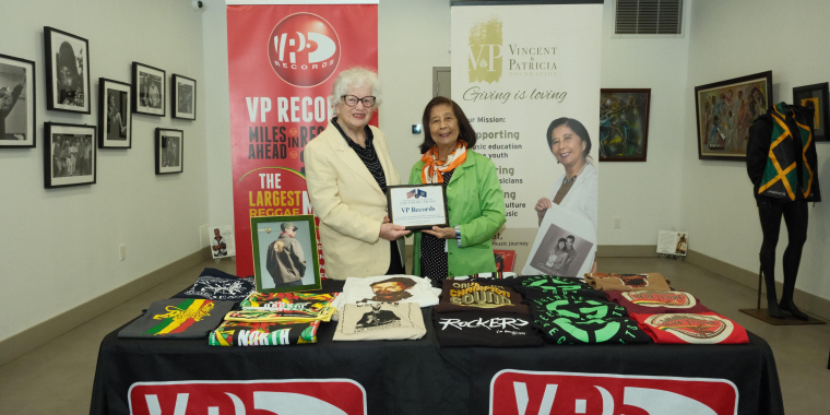 Photo of Senator Toby Ann Stavisky with VP Records Founder Patricia Chin