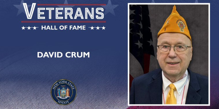 Senator Gianaris 26 VHOF Honoree, David Crum
