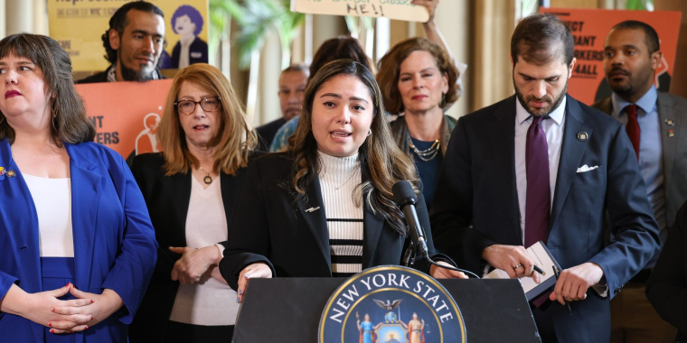 Senator Kristen Gonzalez at NY4ALL rally in Albany 2025