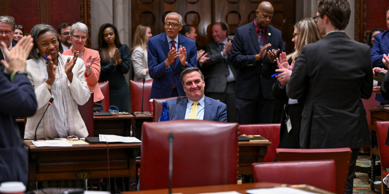 Senate Deputy Leader Michael Gianaris helps pass his final State Budget as a State Senator