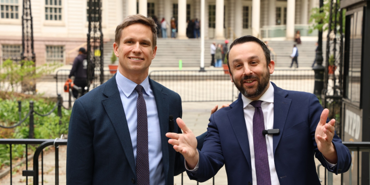 Senator Erik Bottcher and Assemblymember Keith Powers announcing legislation to legalize artist housing