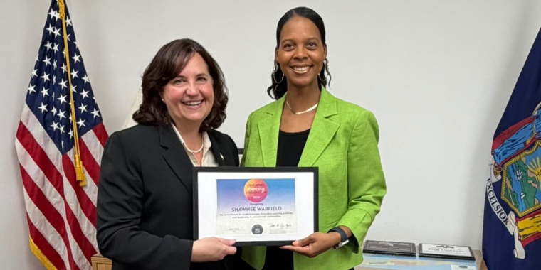 Elmont’s Shawnee Warfield Receives NYS Educators Inspiring a Generation Award from Senator Canzoneri-Fitzpatrick
