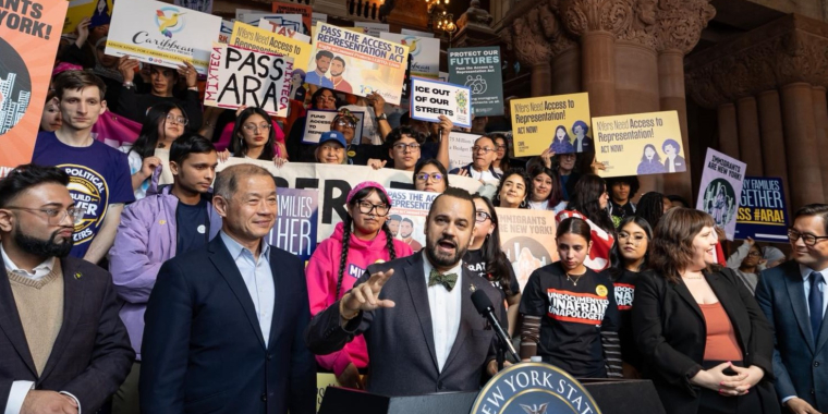 Senator Serrano leading a press conference at the New York State Capitol