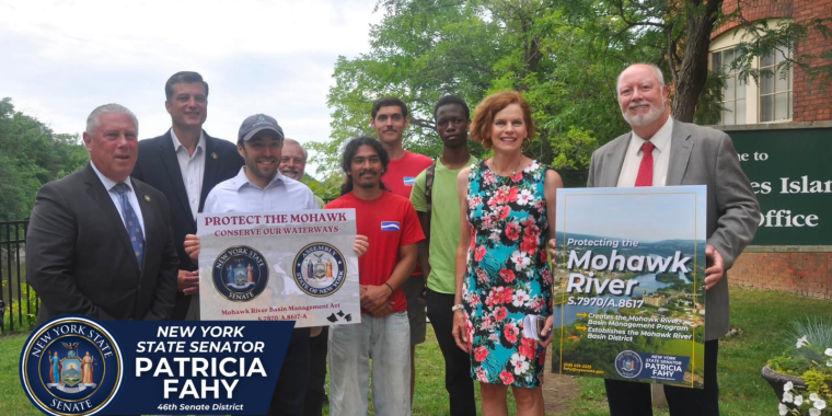 Senator Fahy with AM McDonald and Senator Ashby at their press conference urging the Governor to sign the bill