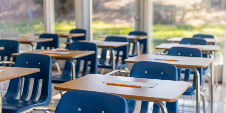 Empty school desks