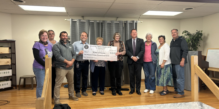 Senator Ryan presents giant check to seniors at the Cicero Senior Center
