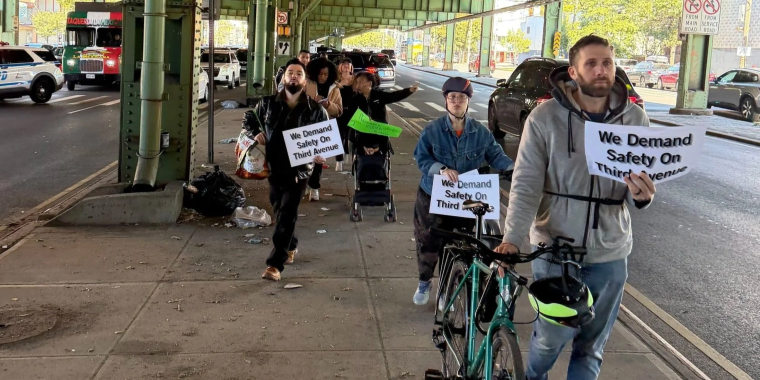 A march in support of a safer Third Avenue in Sunset Park.