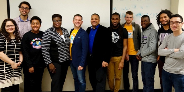 Senator Jesse Hamilton, Senator Roxanne Persaud with tech educators