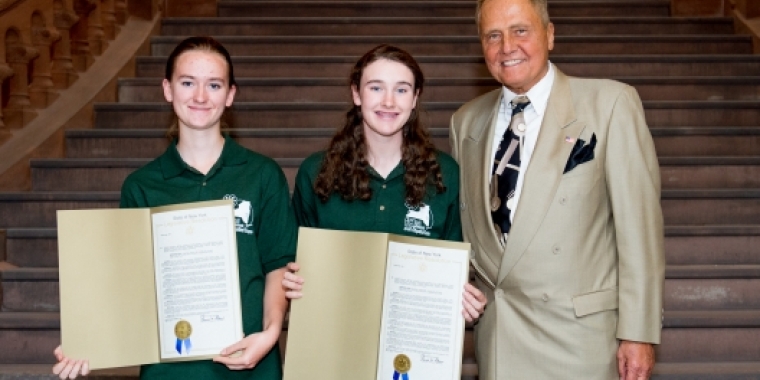 Senator Bonacic is pictured with Emily Carey and Erin Denman.