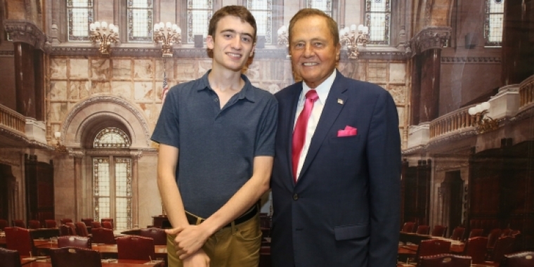 Senator Bonacic is pictured with New Paltz High School Salutatorian, Oliver Goland.